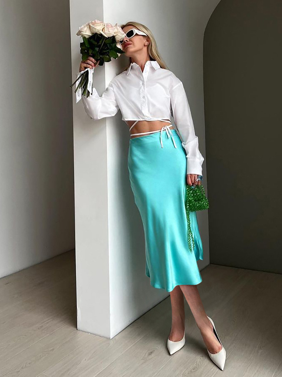 Summer Streetwear Solid Color Polyester Knee-Length Skirts display picture 16
