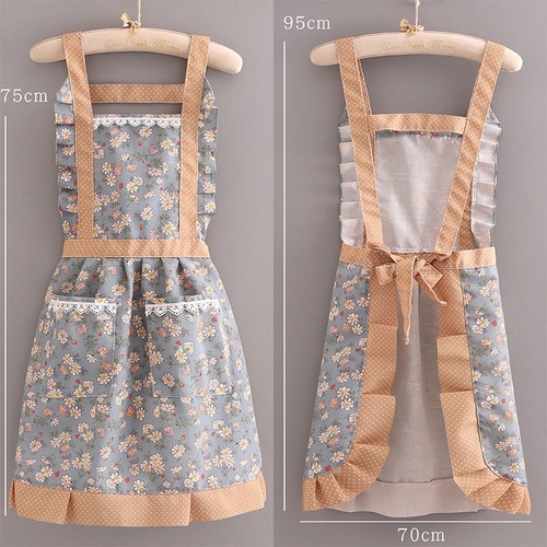 New style canvas apron for women, cute and stylish, home kitchen cooking, breathable Korean version, wear-resistant princess skirt, adult work
