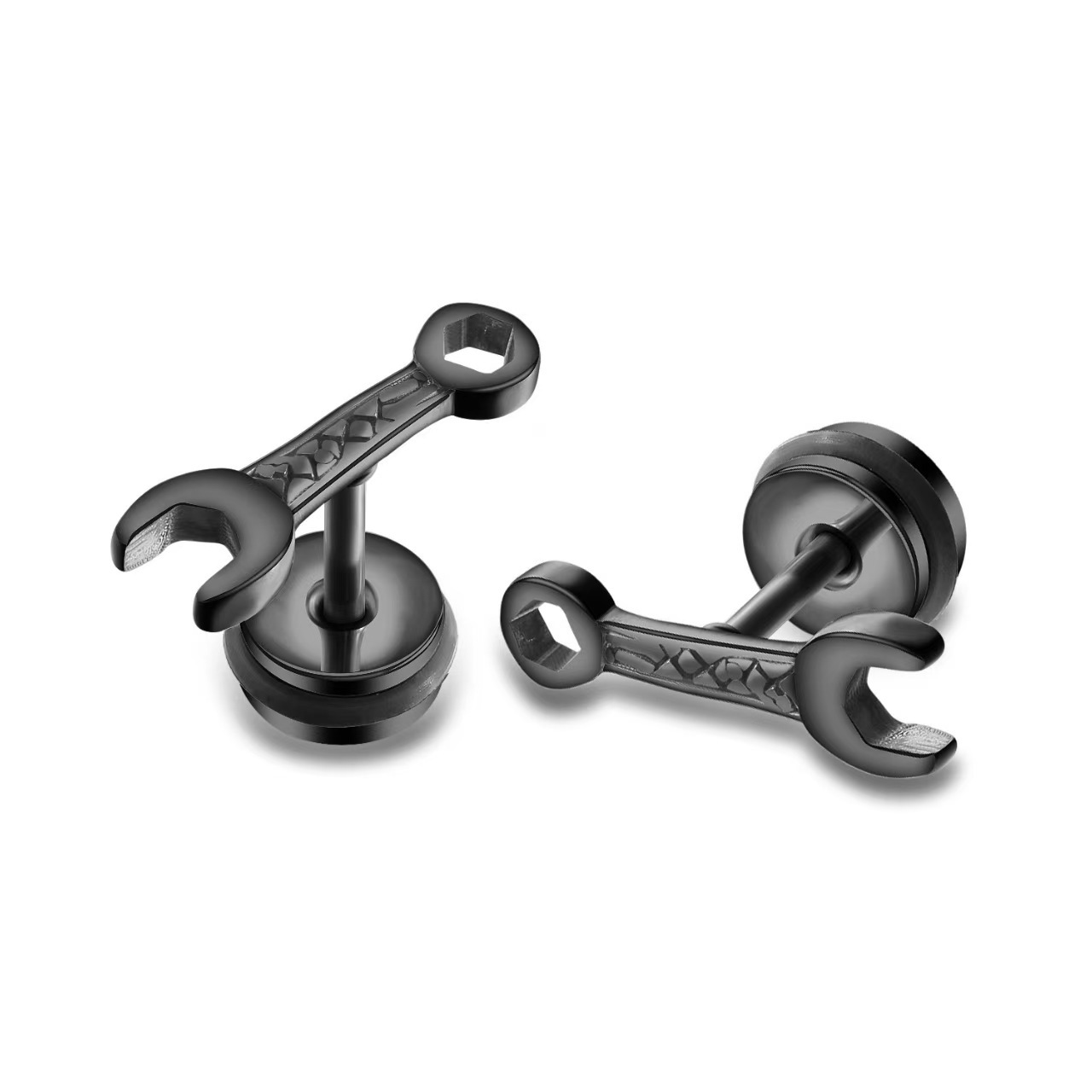 Oorbellen voor heren van titaniumstaal in hip hop stijl_voghion.com