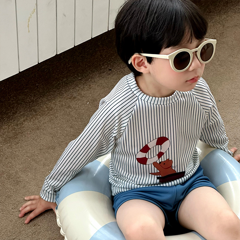 Traje de Baño de Dos Piezas Manga Larga para Niños de Poliéster para Natación