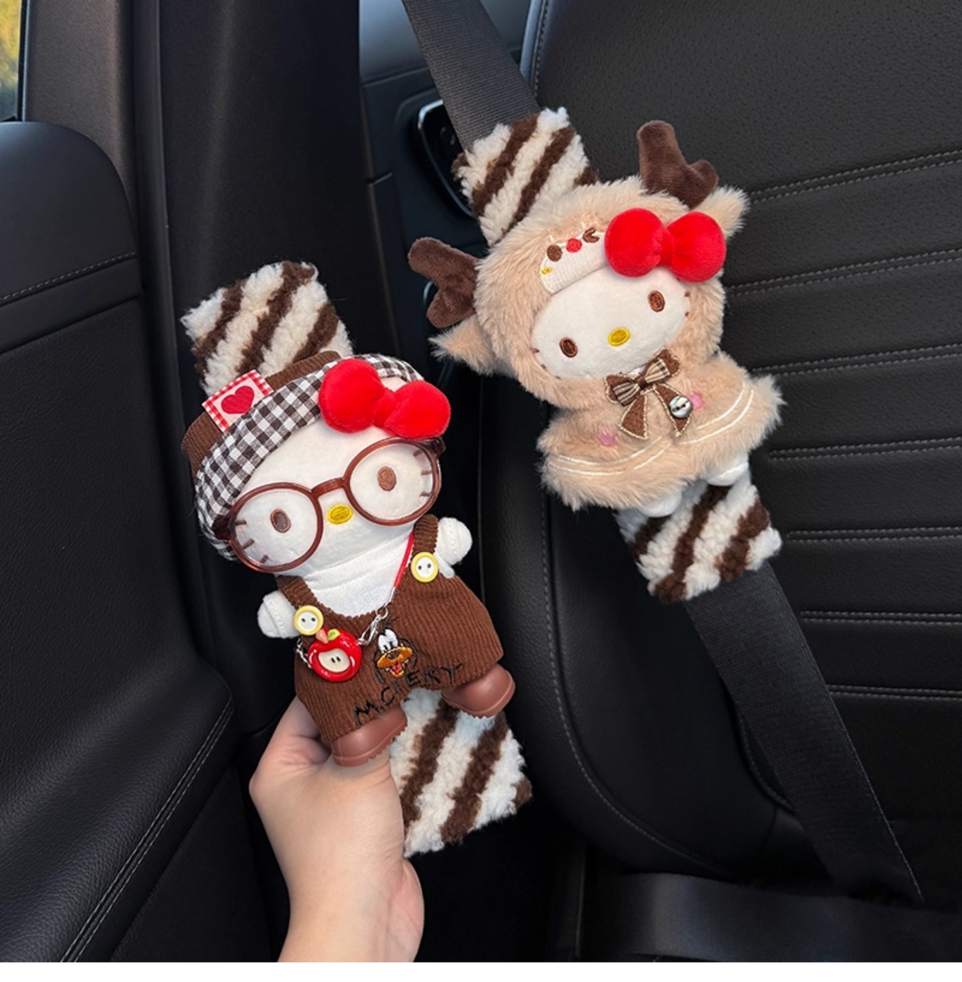 Hellokitty Car Seat Belt Shoulder Pads Car Interior Seat Belt Decoration Anti-Wear Clothing Couple Set for Women