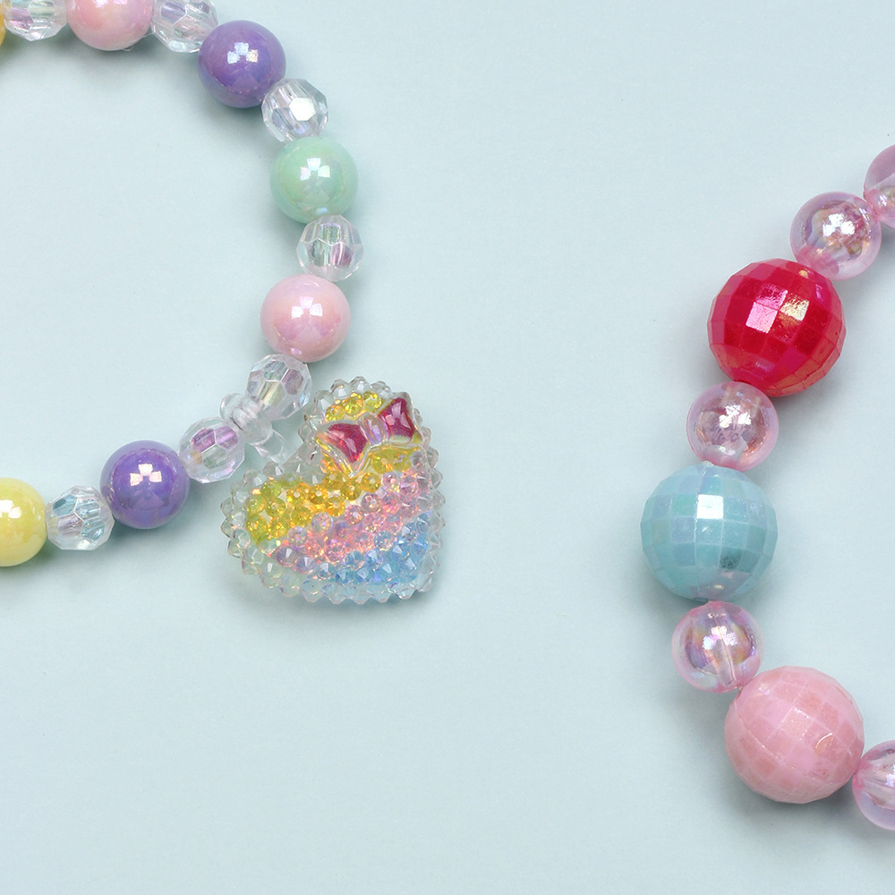 Simple Style Heart Shape Flower Plastic Beaded Girl's Bracelets display picture 19