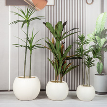 厂家批发仿岩球形塑料花盆大号落地仿真植物装饰盆黑金刚橡皮树盆