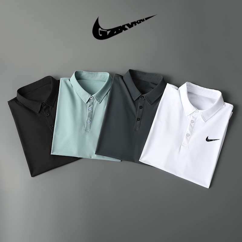 Men's 2023 Summer polo shirt short sleeve men's thin breathable Ice Silk half sleeve T-shirt loose casual all-match top