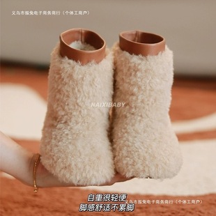 Super Lamb Velvet Milk Cute Winter Plush Mid-Calf Furry New Thickeneded Cute Fashionable Monster Boots Girls Boots Free Shipping