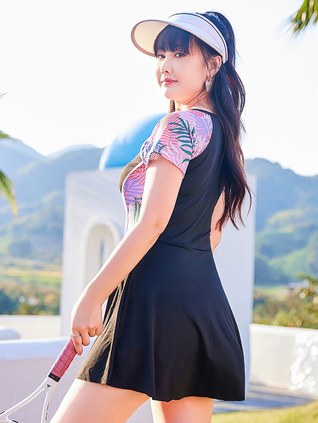 Chubby Girl traje de baño falda de mujer vientre que cubre suelto conservador más tamaño aguas termales adelgazamiento largo de una pieza más tamaño traje de baño verano