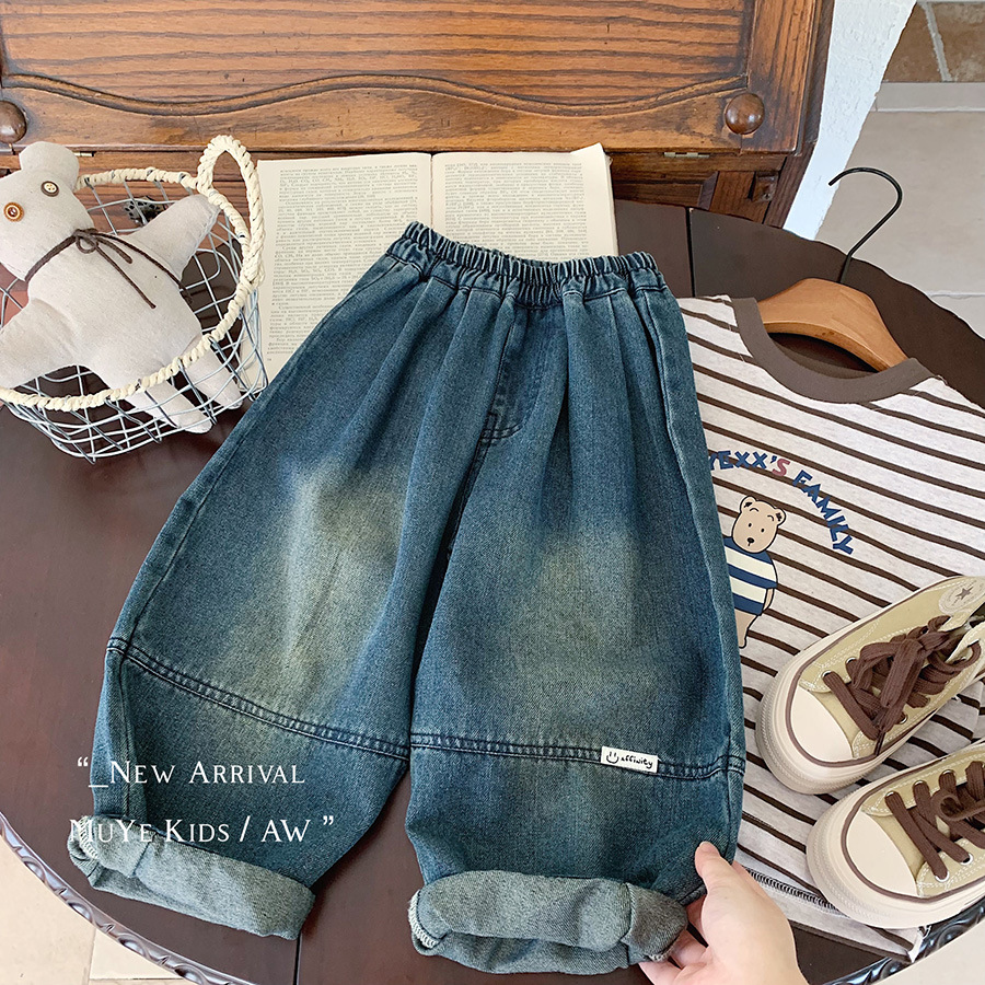 어린이 청바지 2025 봄 새 아동복 소년 한국식 코튼 그라디언트 캐주얼 바지 의 서양식 올매치