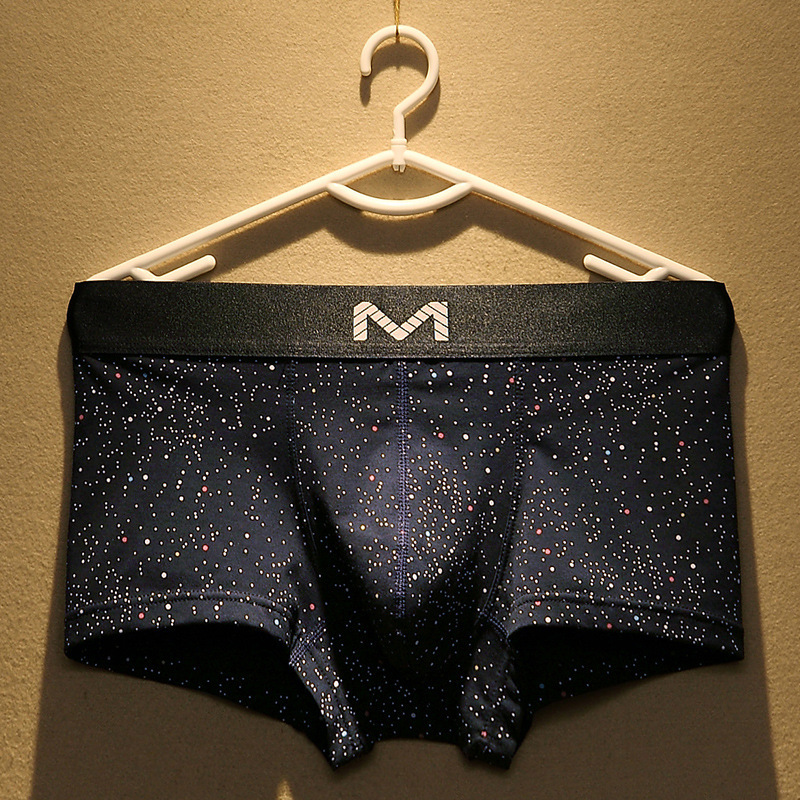 男士內褲棉短褲平角褲星空圓點學生夏季潮流個性四角薄透氣短褲衩