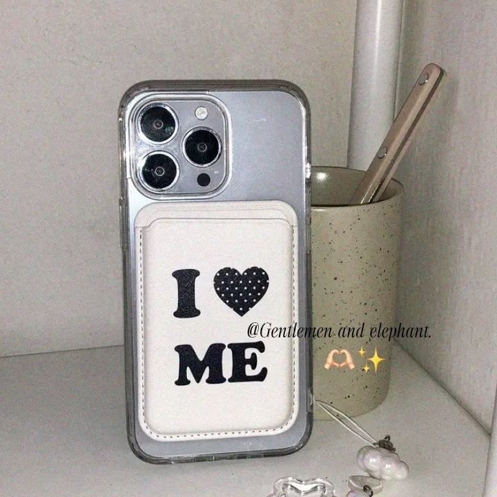 Love Me Simple European and American Magnetic Card Holder Magsafe Suitable for iPhone Back Suction Card Holder Access Control Card Cross-Border