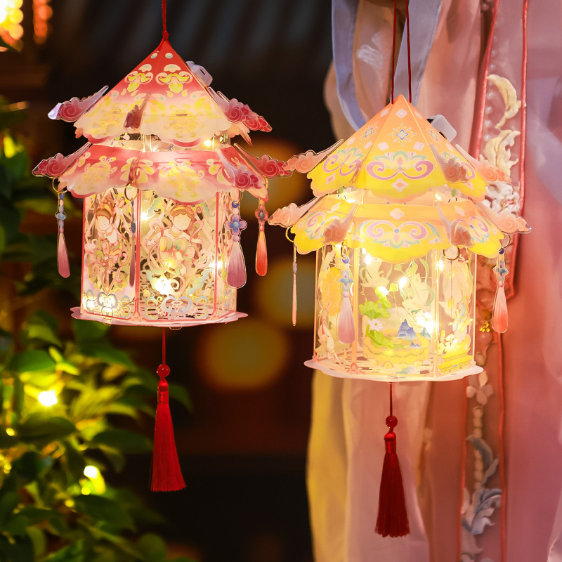 中秋節ランタン吊り下げ装飾品手作り diy 2025 新しい幼稚園子供ポータブル古代スタイル宮殿ランタンウサギランタン|undefined