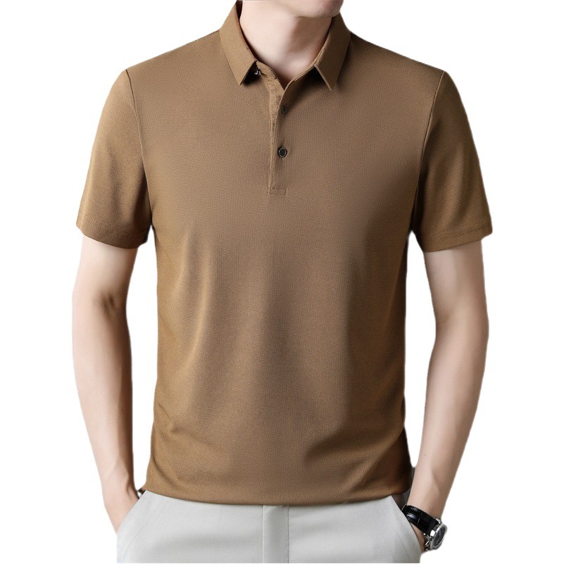 2023 Verano nuevo TikTok Polo de los hombres casual Jacquard solapa Camiseta de manga corta sin costuras