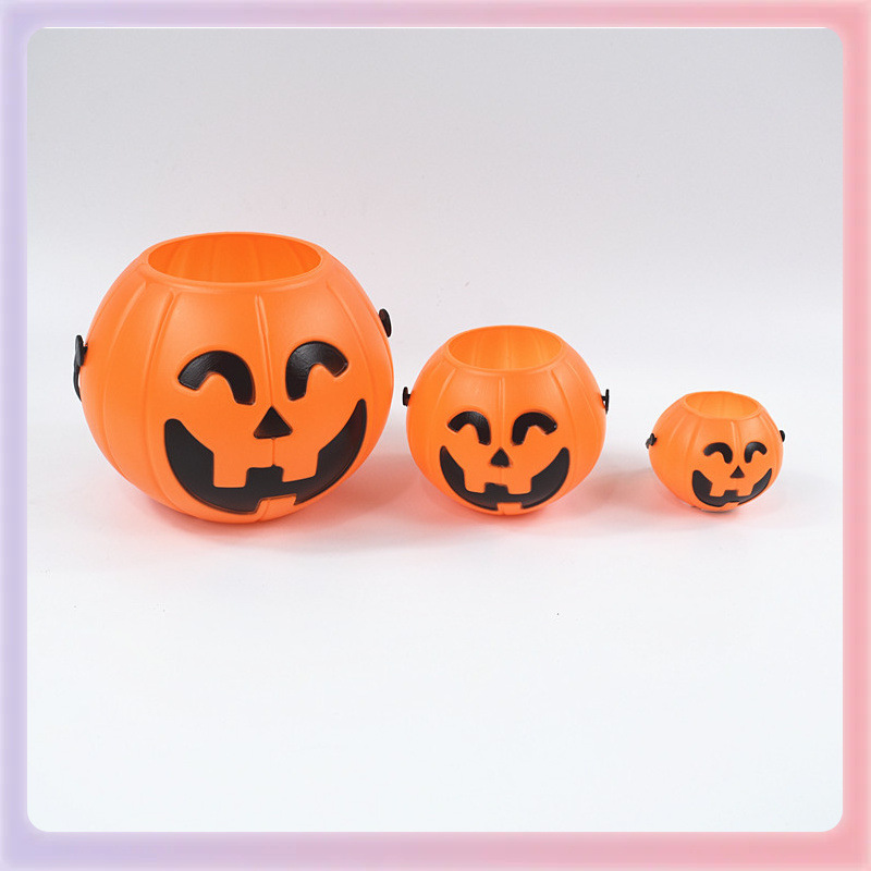 Halloween portátil calabaza barril decoración nocturna extraña lámpara de calabaza luminosa para niños dulces portátiles adornos de barril