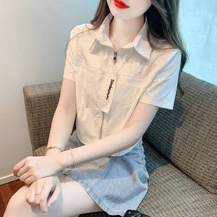 Short-Sleeved Shirt for Women 2025 New Summer Design Niche French Style Unique and Chic Short Top for Small People
