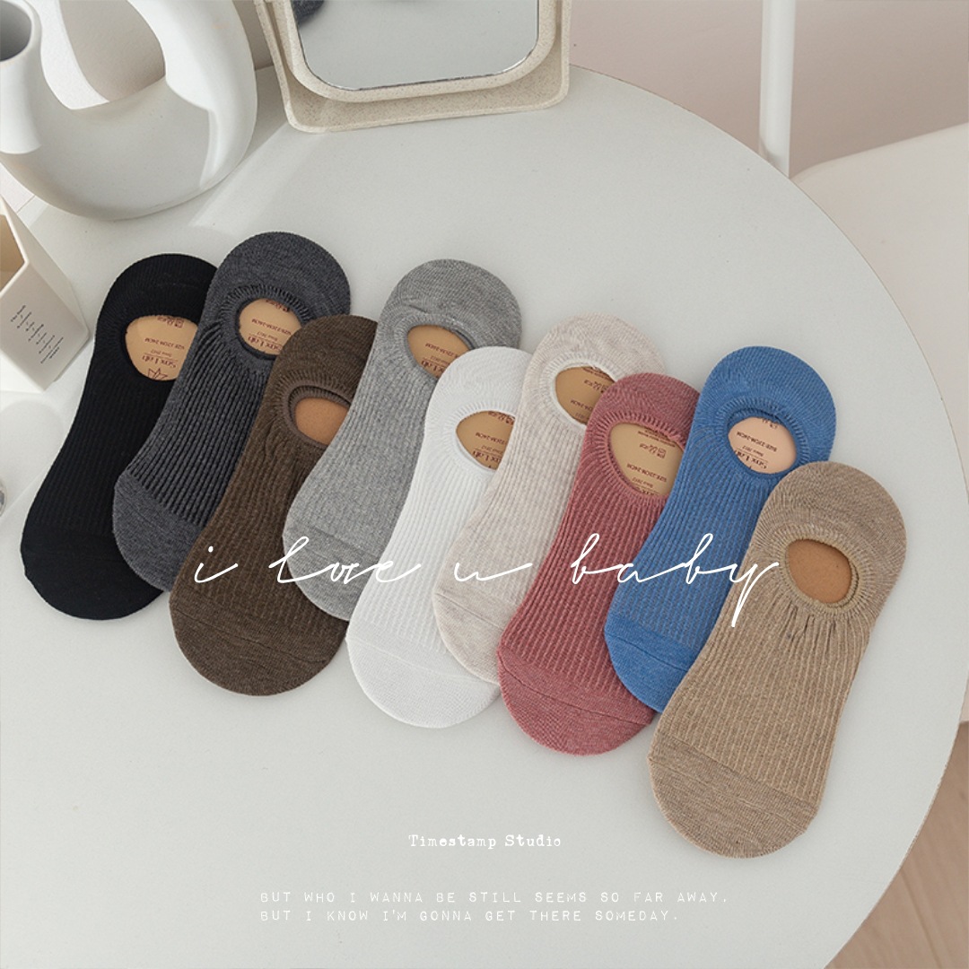 Female Japanese solid color super short tube (boat socks) socks