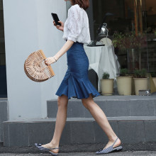 仿牛仔半身裙女士夏季a型高腰包臀裙显瘦一步短裙春秋新款鱼尾裙