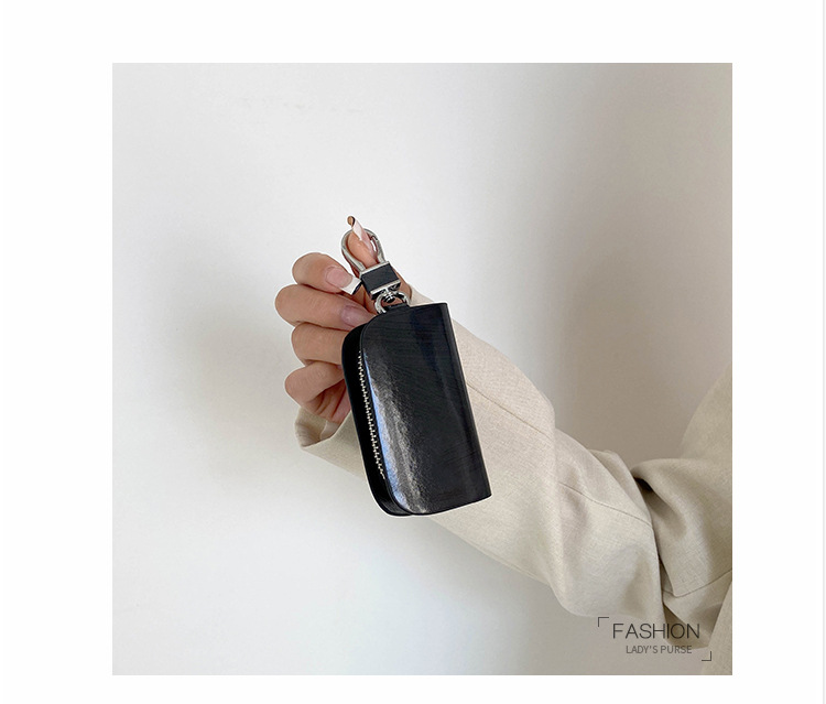 50g Weight Pu Leather Lining Material Key Case Bags Type Street Occasion Leather Material New Wood Grain Car Key Case Suitable For All Kinds Of Car Models Key Case Universal Key Case Ring