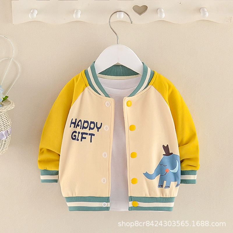 남자  봄과 가을 옷 서양식 어린이 옷 새로운 잘 생긴  코트 탑 여자 야구 옷 유행