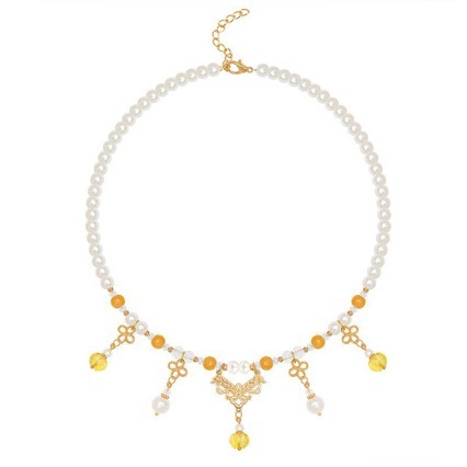 in stock Handmade Antique Necklace Women's Retro Cheongsam Accessories Mori Style Beautiful Pendant Han Clothing Wreaths Ancient Clothing Accessories