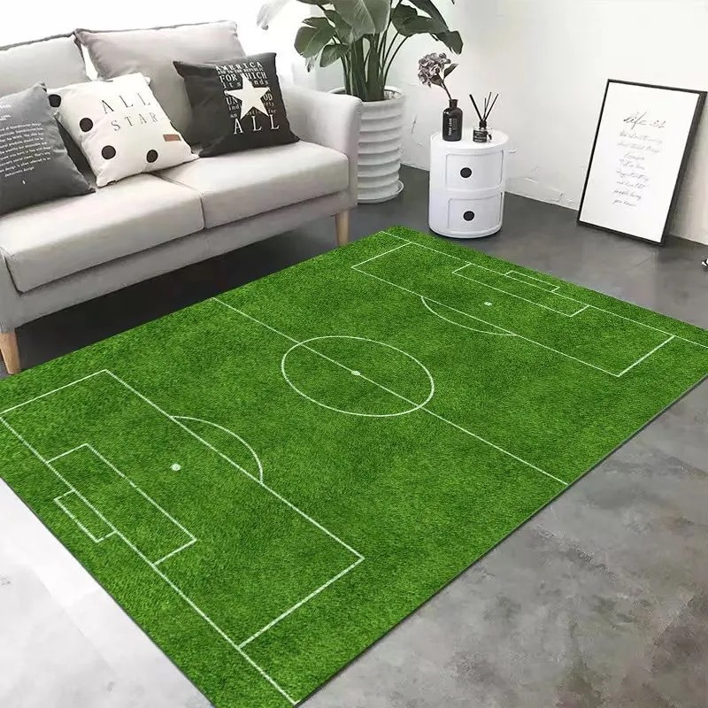 Alfombra de fútbol verde de cristal transfronteriza sala de estar dormitorio área de juegos para niños decoración de fanáticos de fútbol
