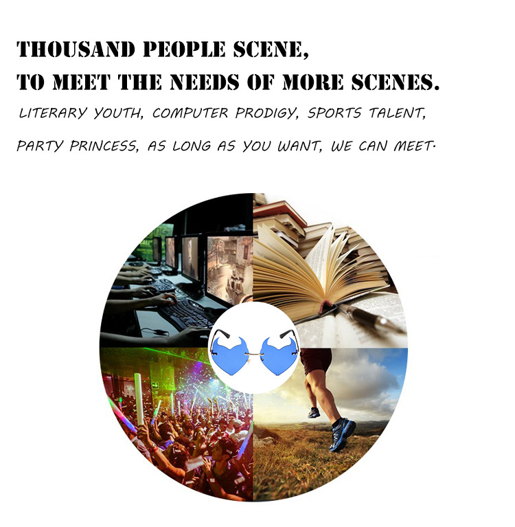 Men's Sunglasses Little Devil Frameless Sunglasses Funny Catwalk Style Unisex Cartoon Cute Metal Glasses_voghion.com