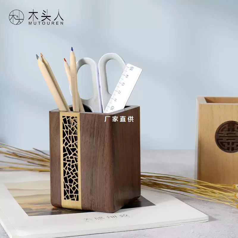 Скандинавский Творческий Ретро Держатель для ручек из цельного дерева DZ офисный Настольный держатель для карандашей для бровей деревянный держатель для макияжа бамбуковый держатель для ручек