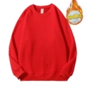 Big red velvet crew neck fleece sweatshirt