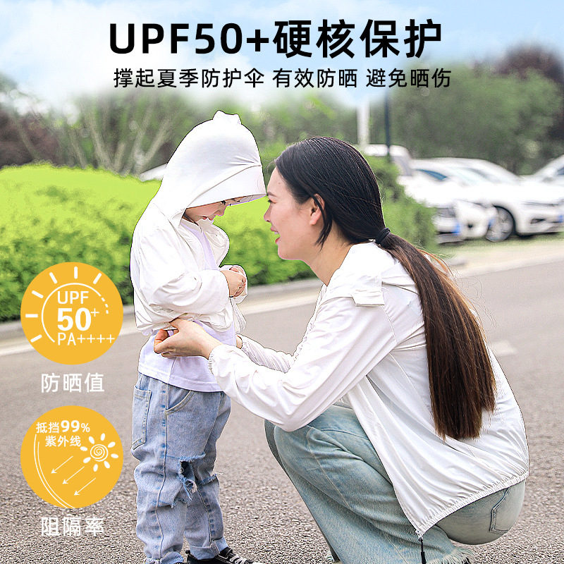 UPF50 + niños de protección solar ropa nylon verano nuevos niños y niñas sombrero ala protección UV piel ropa padre-niño al aire libre