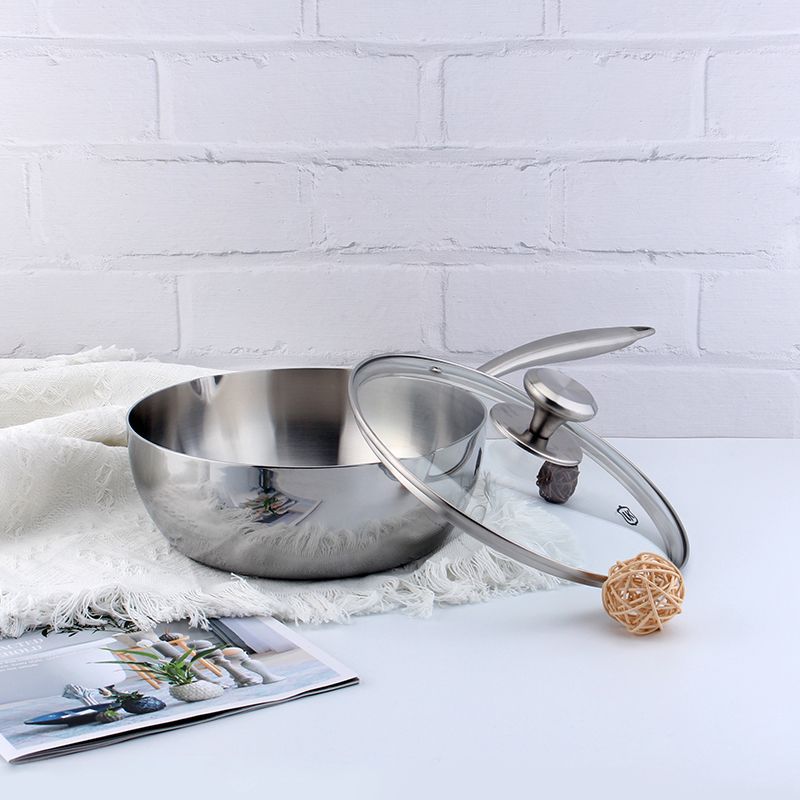 LUNKAI LUNKAI 18 / 10 acero inoxidable un solo mango con desviador sartén sartén de leche caliente sartén de fideos