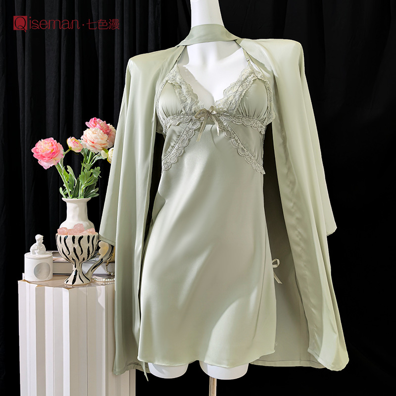 Pure Lust Style Sexy Suspenders with Breast Pads Nightgown Nightgown Women's Summer Lace Girl High-End Women's Home Clothes Wholesale