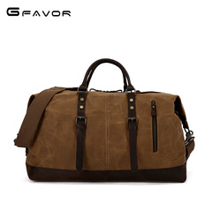 Source Men's Handheld Travel Bag European and American Retro Waterproof Oil Waxed Canvas Messenger Luggage Bag Crazy Horse Leather Men's Bag