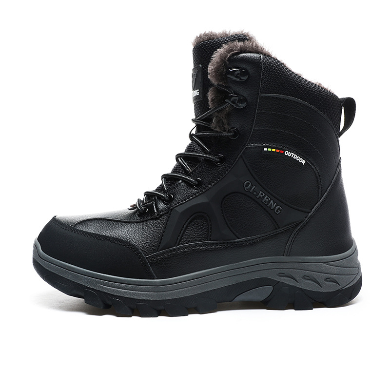 Nuevas botas de nieve al aire libre de invierno transfronterizo con terciopelo calentamiento zapatos de algodón de alto nivel antideslizante y resistente al desgaste zapatos de hombre impermeables de montaña