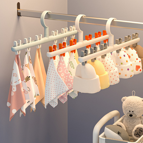 Sock drying hanger baby clothes drying rack household plastic drying storage with clip baby children's clothes hanger D