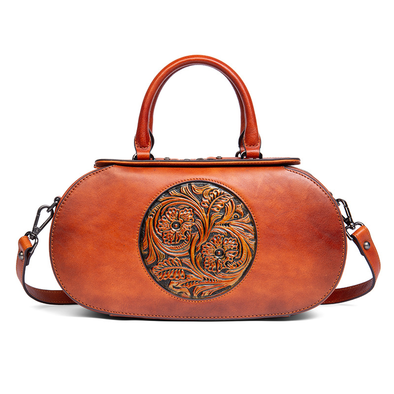 Nuova borsa in stile nazionale, piccola e popolare, borsa in pelle di vacchetta con strato superiore da donna in colore lucido_voghion.com