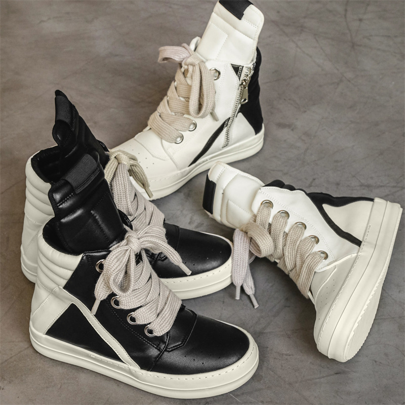 RO Same Style High-top Long Boots Autumn and Winter Men's Shoes High Street Niche Retro Motorcycle All-match Sports Casual Sneakers Men's X168