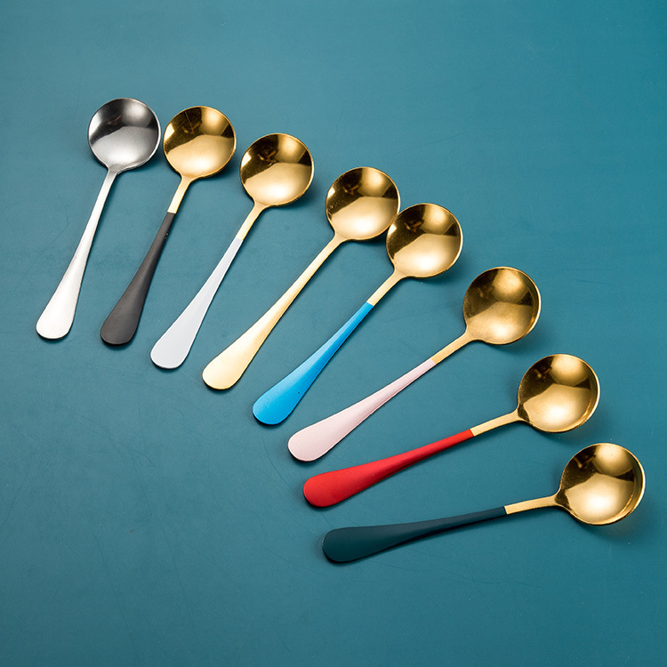 不锈钢圆头勺韩式小饭勺餐具套装搅拌咖啡勺调羹汤勺赠品酒店餐厅|ms
