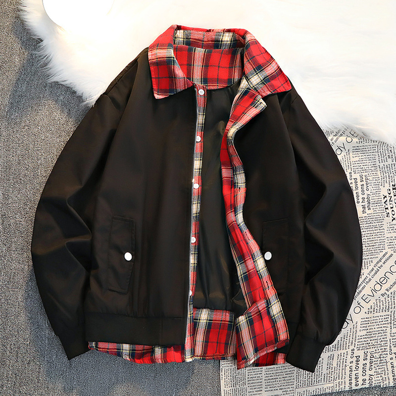 New Splicing Contrasting Loose Cleanfit Flight Suit Jacket_voghion.com