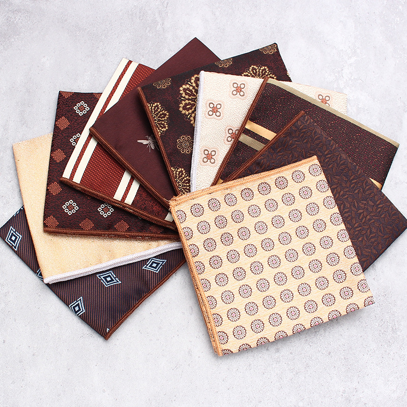 Formal Business Wedding Suit Pocket Square Cashew Chest Square Handkerchief Banquet Small Square Scarf Accessories Gift Box