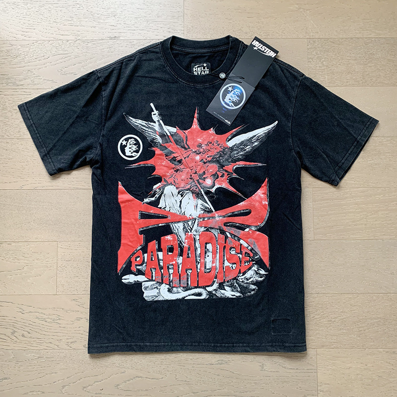 新型美潮Hの星シリーズプリント双紗純綿カジュアル男女夏カジュアルゆったり半袖tシャツ|undefined