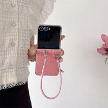 凌纹折叠适用三星zflip7手机壳挂绳电镀zflip6压印中轴防摔保护套