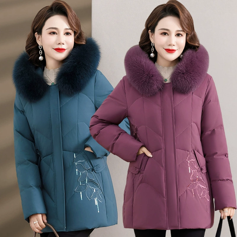 Пуховик женский новый женский осенне-зимняя мода взрывной модели средней и длинной мамы зимний пальто для пожилых людей