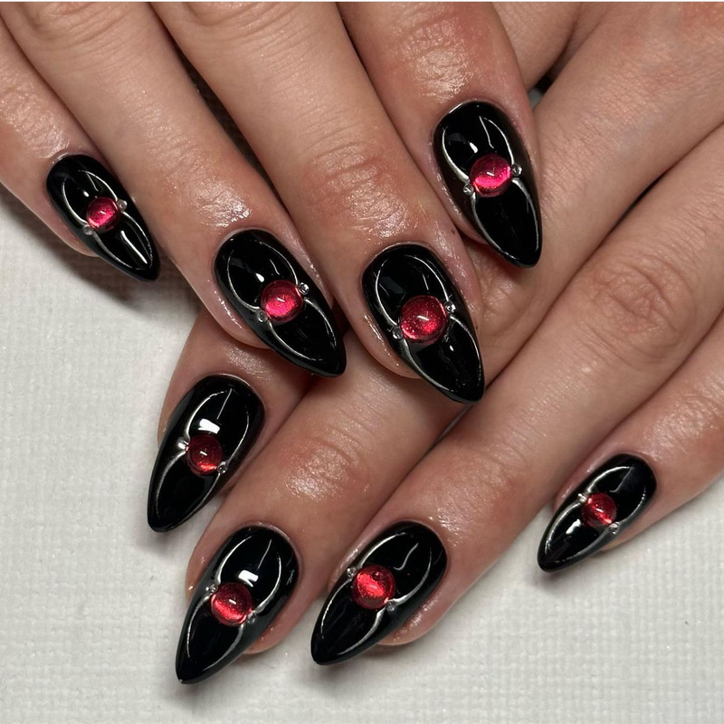 Cross Border Halloween Wear Armor Flash Spider Black Manicure Nail Patch Almond Manicure False nail Cross Border Halloween Wear Armor Flash Spider Black Manicure Nail Patch Almond Manicure False nail