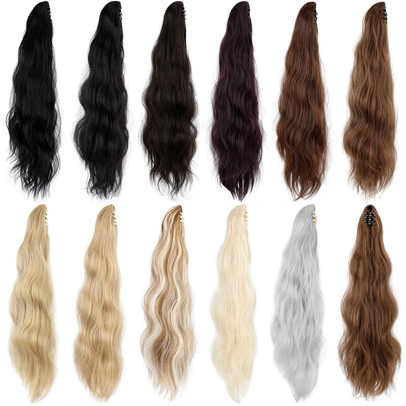 Ponytail Wig Women's Long Hair Small Grab Clip Egg Roll High Ponytail Summer Natural Simulation Long Curly Hair Fake Ponytail