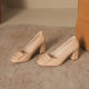 Square-toe chunky heel high-heeled shoes plus size enlarged patent leather Mary Jane women's single-layer shoes for commuting all-match square buckle fashion