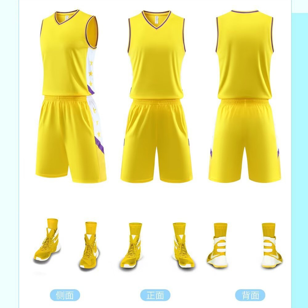 Spot Wholesale Basketball Uniforms Sports Suits Men's Vests Breathable Sweat-Absorbent School Game Basketball Uniforms for Children and Adults