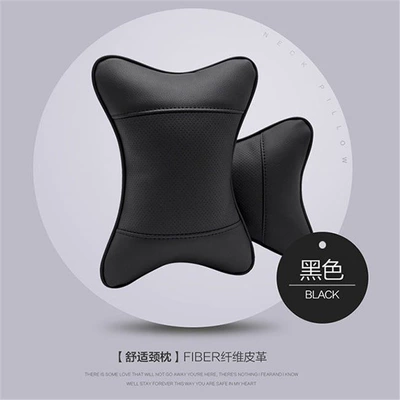 Car Headrest, Cervical Spine Support, Car Pillow, Seat Headrest, Waist Support Cushion, Backrest Cushion, Universal Pillow for All Seasons (Headrest) - royal-black-genuine-leather-material-comfortable-and-breathable-a-pair-of-headrests-aviation-grade-genuine-leather-material