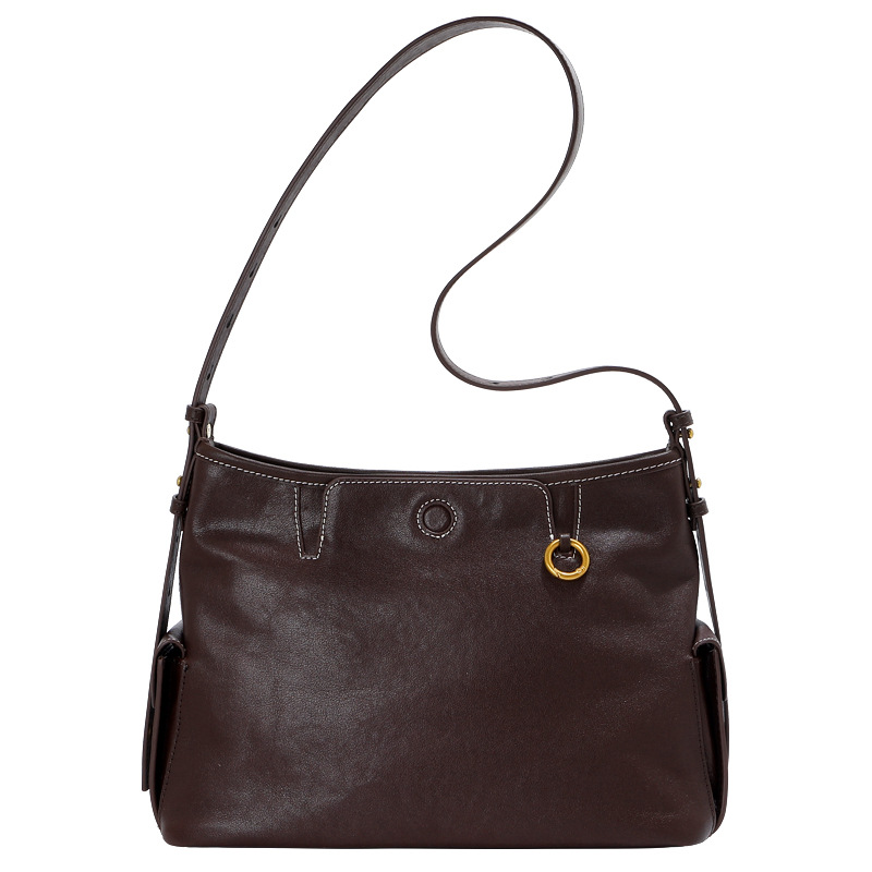 Women's Large Capacity Tote Bag Commuter Handbag Genuine Leather Underarm Bag Cowhide Crossbody Bag Niche Design Hobo Bag - Thumbnail 5