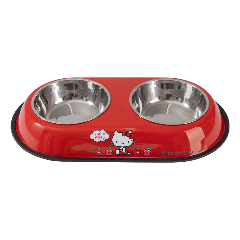 Sanliogou 304 acero inoxidable doble tazón para mascotas tazón para gatos tazón para perros tazón de arroz de agua y alimentos anti-derramamiento