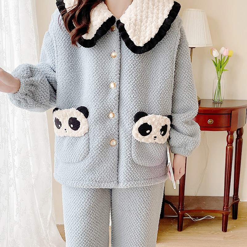 Moon clothing autumn and winter coral fleece warm postpartum lactation pregnant women's pajamas thickened discharge clothing winter postpartum breastfeeding Moon clothing autumn and winter coral fleece warm postpartum lactation pregnant women's pajamas thickened discharge clothing winter postpartum breastfeeding