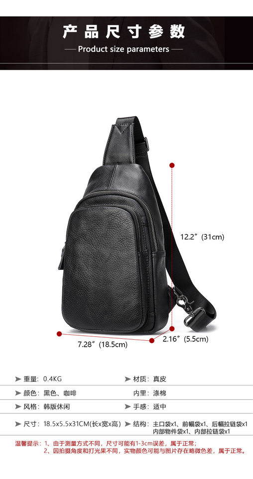 Túi đeo chéo nam đeo ngực da bò lớp đầu 17×5×30,5 cm — 20202 màu đen, 698 màu đen, Cà phê 698, 9011 màu đen chi tiết 46