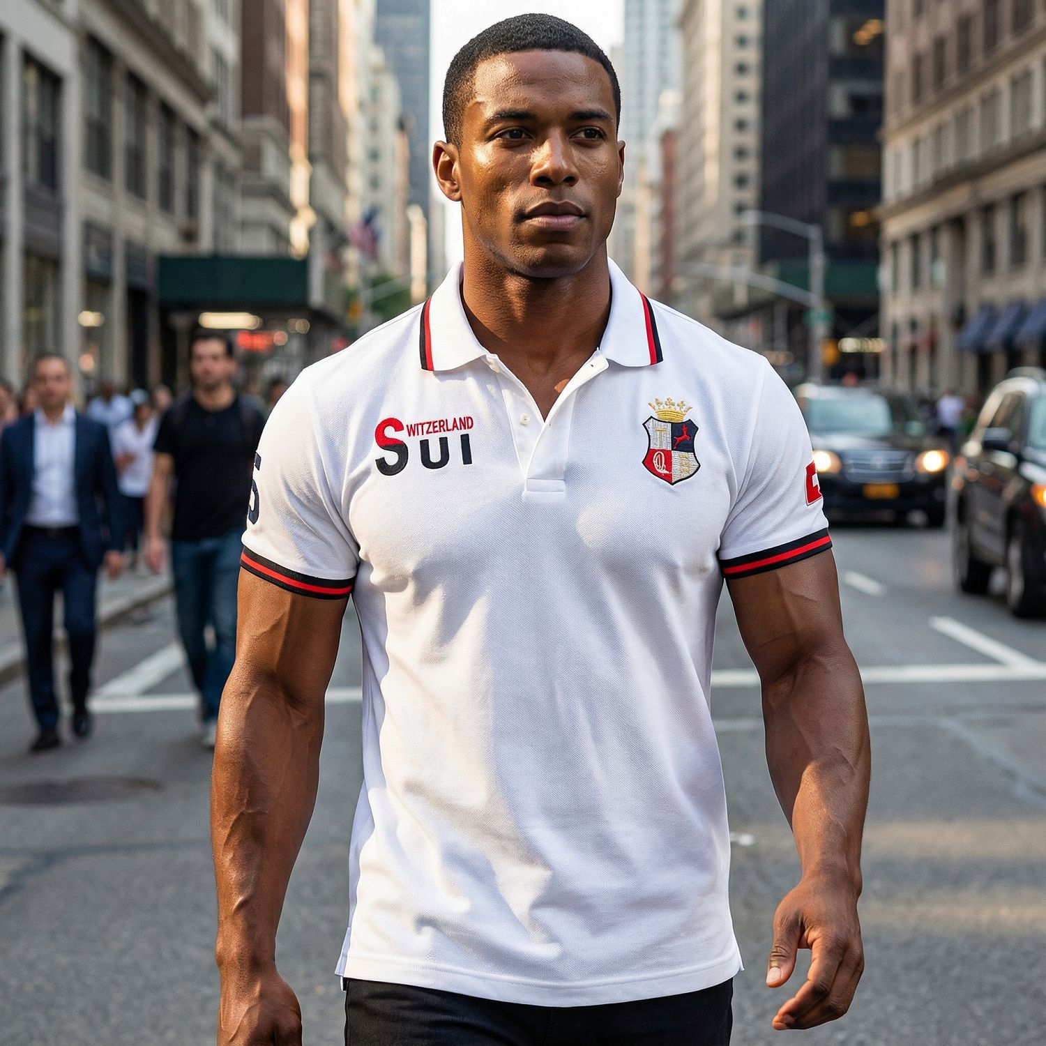 Autumn Polo Shirt for Men, Swiss Quality, Letter Embroidery, Short-Sleeved Cotton, Turn-Down Collar, Color-Blocking Polo Shirt